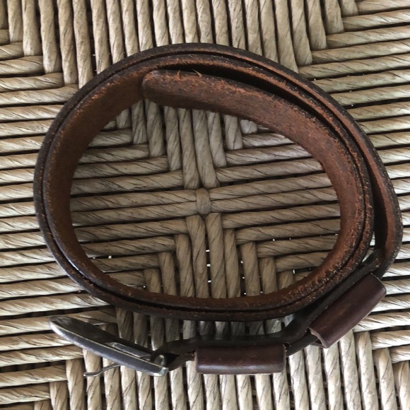 Vintage Italian Leather Belt Size Medium Brown Silver Hardware Southwest Design - Picture 8 of 16